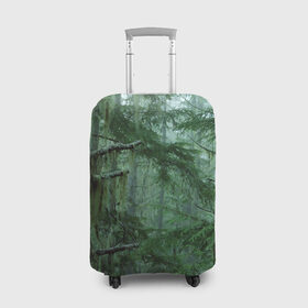Чехол для чемодана 3D с принтом Дремучий лес в Екатеринбурге, 86% полиэфир, 14% спандекс | двустороннее нанесение принта, прорези для ручек и колес | camouflage | dense | fog | forest | spruce | tree | дремучий | ёлка | ельник | камуфляж | лес | маскировка | туман