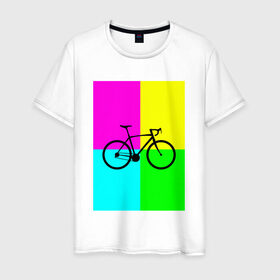 Мужская футболка хлопок с принтом Велосипед фикс в Екатеринбурге, 100% хлопок | прямой крой, круглый вырез горловины, длина до линии бедер, слегка спущенное плечо. | fix | вело | велосипед | прикол | фикс