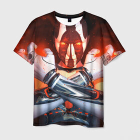 Мужская футболка 3D с принтом Огненный ангел тьмы в Екатеринбурге, 100% полиэфир | прямой крой, круглый вырез горловины, длина до линии бедер | Тематика изображения на принте: киборг | огонь | робот