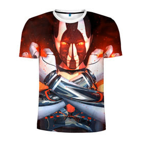 Мужская футболка 3D спортивная с принтом Огненный ангел тьмы в Екатеринбурге, 100% полиэстер с улучшенными характеристиками | приталенный силуэт, круглая горловина, широкие плечи, сужается к линии бедра | Тематика изображения на принте: киборг | огонь | робот