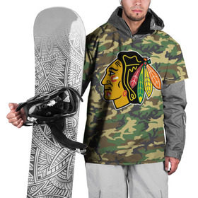 Накидка на куртку 3D с принтом Blackhawks Camouflage в Екатеринбурге, 100% полиэстер |  | camouflage | chicago blackhawks | hockey | nhl | нхл | хоккей