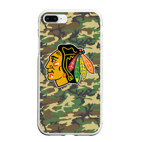 Чехол для iPhone 7Plus/8 Plus матовый с принтом Blackhawks Camouflage в Екатеринбурге, Силикон | Область печати: задняя сторона чехла, без боковых панелей | Тематика изображения на принте: camouflage | chicago blackhawks | hockey | nhl | нхл | хоккей