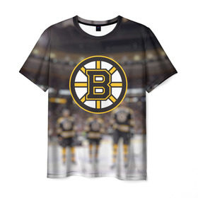 Мужская футболка 3D с принтом Boston Bruins в Екатеринбурге, 100% полиэфир | прямой крой, круглый вырез горловины, длина до линии бедер | бостон | брюинз