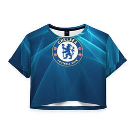 Женская футболка 3D укороченная с принтом Chelsea в Екатеринбурге, 100% полиэстер | круглая горловина, длина футболки до линии талии, рукава с отворотами | chelsea | англия | премьер лига | фанат | футбол | футболист | челси
