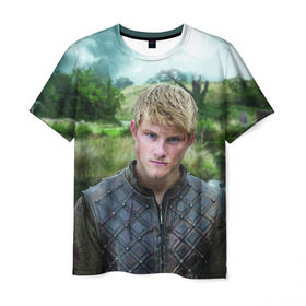 Мужская футболка 3D с принтом Бьорн Лотброк в Екатеринбурге, 100% полиэфир | прямой крой, круглый вырез горловины, длина до линии бедер | бьорн | викинги | железнобокий | лотброк