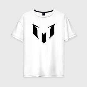 Женская футболка хлопок Oversize с принтом Месси (черная) в Екатеринбурге, 100% хлопок | свободный крой, круглый ворот, спущенный рукав, длина до линии бедер
 | barcelona | leo | lionel | messi | месси