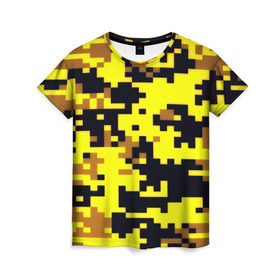 Женская футболка 3D с принтом Пиксели в Екатеринбурге, 100% полиэфир ( синтетическое хлопкоподобное полотно) | прямой крой, круглый вырез горловины, длина до линии бедер | военная тематика | камуфляж | милитари