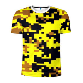 Мужская футболка 3D спортивная с принтом Пиксели в Екатеринбурге, 100% полиэстер с улучшенными характеристиками | приталенный силуэт, круглая горловина, широкие плечи, сужается к линии бедра | Тематика изображения на принте: военная тематика | камуфляж | милитари