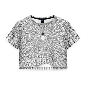 Женская футболка 3D укороченная с принтом Хатифнатты в Екатеринбурге, 100% полиэстер | круглая горловина, длина футболки до линии талии, рукава с отворотами | moomins | мумми тролль | папа