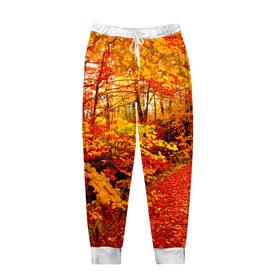 Мужские брюки 3D с принтом Осень в Екатеринбурге, 100% полиэстер | манжеты по низу, эластичный пояс регулируется шнурком, по бокам два кармана без застежек, внутренняя часть кармана из мелкой сетки | autumn | bright | colors | forest | paint | trees | деревья | краски | лес | осень | цвета | яркие