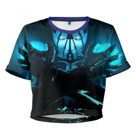 Женская футболка 3D укороченная с принтом Синяя энергия в Екатеринбурге, 100% полиэстер | круглая горловина, длина футболки до линии талии, рукава с отворотами | вода | воздух | магия | огонь | племя | популярное | путешествия | рисуно | сказка | фентези