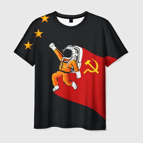 Мужская футболка 3D с принтом Гагарин в Екатеринбурге, 100% полиэфир | прямой крой, круглый вырез горловины, длина до линии бедер | день | космонавтики | космос