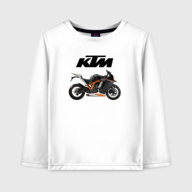 Детский лонгслив хлопок с принтом KTM 6 в Екатеринбурге, 100% хлопок | круглый вырез горловины, полуприлегающий силуэт, длина до линии бедер | ktm | moto | катээм | ктм | мото | мотоцикл | мотоциклы