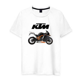 Мужская футболка хлопок с принтом KTM 6 в Екатеринбурге, 100% хлопок | прямой крой, круглый вырез горловины, длина до линии бедер, слегка спущенное плечо. | ktm | moto | катээм | ктм | мото | мотоцикл | мотоциклы