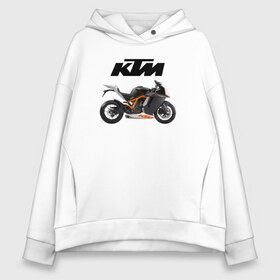 Женское худи Oversize хлопок с принтом KTM 6 в Екатеринбурге, френч-терри — 70% хлопок, 30% полиэстер. Мягкий теплый начес внутри —100% хлопок | боковые карманы, эластичные манжеты и нижняя кромка, капюшон на магнитной кнопке | ktm | moto | катээм | ктм | мото | мотоцикл | мотоциклы