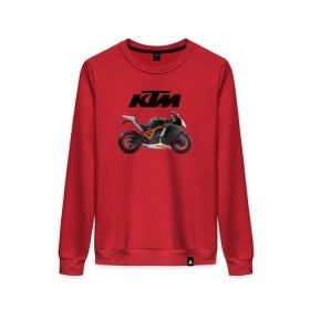 Женский свитшот хлопок с принтом KTM 6 в Екатеринбурге, 100% хлопок | прямой крой, круглый вырез, на манжетах и по низу широкая трикотажная резинка  | ktm | moto | катээм | ктм | мото | мотоцикл | мотоциклы