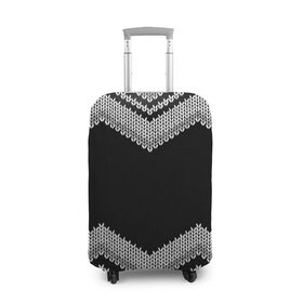 Чехол для чемодана 3D с принтом Плетение в Екатеринбурге, 86% полиэфир, 14% спандекс | двустороннее нанесение принта, прорези для ручек и колес | свитер | серый | черный