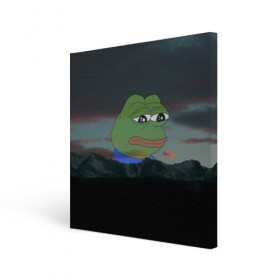 Холст квадратный с принтом Sad frog в Екатеринбурге, 100% ПВХ |  | Тематика изображения на принте: pepe | пепе