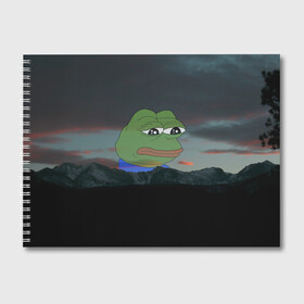 Альбом для рисования с принтом Sad frog в Екатеринбурге, 100% бумага
 | матовая бумага, плотность 200 мг. | pepe | пепе