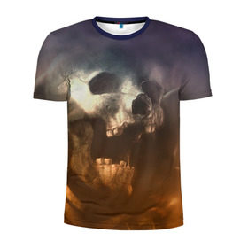 Мужская футболка 3D спортивная с принтом Doom в Екатеринбурге, 100% полиэстер с улучшенными характеристиками | приталенный силуэт, круглая горловина, широкие плечи, сужается к линии бедра | Тематика изображения на принте: doom | skull | slayer | палач | скелет | череп