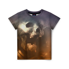 Детская футболка 3D с принтом Doom в Екатеринбурге, 100% гипоаллергенный полиэфир | прямой крой, круглый вырез горловины, длина до линии бедер, чуть спущенное плечо, ткань немного тянется | doom | skull | slayer | палач | скелет | череп