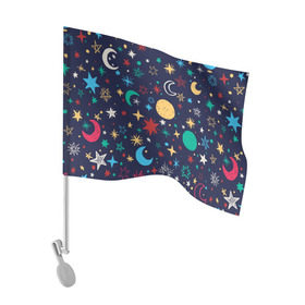Флаг для автомобиля с принтом Звездное небо в Екатеринбурге, 100% полиэстер | Размер: 30*21 см | абстракция | арт | звезды | космос | луна | месяц | небо | планеты
