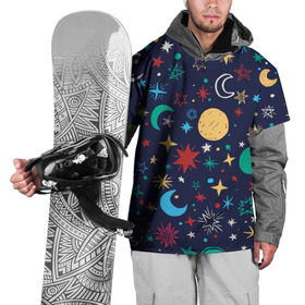 Накидка на куртку 3D с принтом Звездное небо в Екатеринбурге, 100% полиэстер |  | абстракция | арт | звезды | космос | луна | месяц | небо | планеты