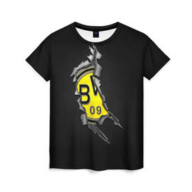 Женская футболка 3D с принтом BVB в Екатеринбурге, 100% полиэфир ( синтетическое хлопкоподобное полотно) | прямой крой, круглый вырез горловины, длина до линии бедер | боруссия | дортмунд