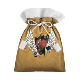 Подарочный 3D мешок с принтом Сердце с крыльями в Екатеринбурге, 100% полиэстер | Размер: 29*39 см | граффити | тату
