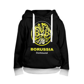 Детская толстовка 3D с принтом Borussia Dortmund в Екатеринбурге, 100% полиэстер | двухслойный капюшон со шнурком для регулировки, мягкие манжеты на рукавах и по низу толстовки, спереди карман-кенгуру с мягким внутренним слоем | Тематика изображения на принте: боруссия | дортмунд