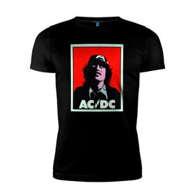 Мужская футболка премиум с принтом AC/DC: T-SHIRT в Екатеринбурге, 92% хлопок, 8% лайкра | приталенный силуэт, круглый вырез ворота, длина до линии бедра, короткий рукав | acdc