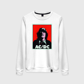 Женский свитшот хлопок с принтом AC/DC: T-SHIRT в Екатеринбурге, 100% хлопок | прямой крой, круглый вырез, на манжетах и по низу широкая трикотажная резинка  | Тематика изображения на принте: acdc