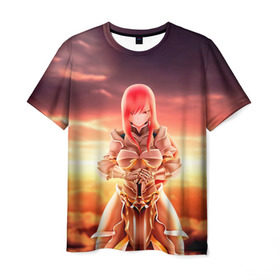 Мужская футболка 3D с принтом Fairy Tail в Екатеринбурге, 100% полиэфир | прямой крой, круглый вырез горловины, длина до линии бедер | Тематика изображения на принте: fairy tail | хвост феи