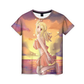 Женская футболка 3D с принтом Beach в Екатеринбурге, 100% полиэфир ( синтетическое хлопкоподобное полотно) | прямой крой, круглый вырез горловины, длина до линии бедер | fairy tail | хвост феи