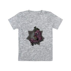 Детская футболка хлопок с принтом ЗомбиБаклажан в Екатеринбурге, 100% хлопок | круглый вырез горловины, полуприлегающий силуэт, длина до линии бедер | Тематика изображения на принте: арт | баклажан | веган | звезда | зомби | мультик | овощи | череп