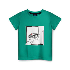 Детская футболка хлопок с принтом Превращение Замзы в Екатеринбурге, 100% хлопок | круглый вырез горловины, полуприлегающий силуэт, длина до линии бедер | арт | грегор замза | кафка | линии | превращение | таракан | черно белый | яблоко