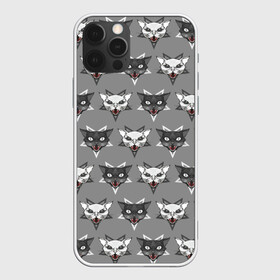 Чехол для iPhone 12 Pro с принтом Злые котики в Екатеринбурге, силикон | область печати: задняя сторона чехла, без боковых панелей | Тематика изображения на принте: дьявол | звезда | кот | котик | кошка | милота | пентаграмма | серый | юмор