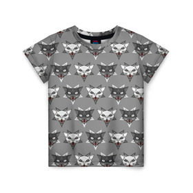 Детская футболка 3D с принтом Злые котики в Екатеринбурге, 100% гипоаллергенный полиэфир | прямой крой, круглый вырез горловины, длина до линии бедер, чуть спущенное плечо, ткань немного тянется | дьявол | звезда | кот | котик | кошка | милота | пентаграмма | серый | юмор