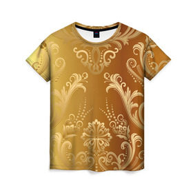 Женская футболка 3D с принтом Золотой пассаж в Екатеринбурге, 100% полиэфир ( синтетическое хлопкоподобное полотно) | прямой крой, круглый вырез горловины, длина до линии бедер | vppd | золото | премиум | эксклюзив