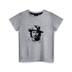 Детская футболка хлопок с принтом джони депп в Екатеринбурге, 100% хлопок | круглый вырез горловины, полуприлегающий силуэт, длина до линии бедер | депп | джони | джонни