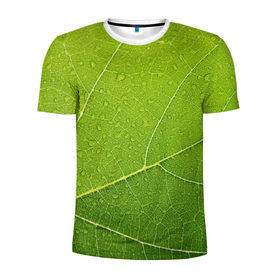 Мужская футболка 3D спортивная с принтом Листик 2 в Екатеринбурге, 100% полиэстер с улучшенными характеристиками | приталенный силуэт, круглая горловина, широкие плечи, сужается к линии бедра | зеленый | зелень | лист | природа | растения