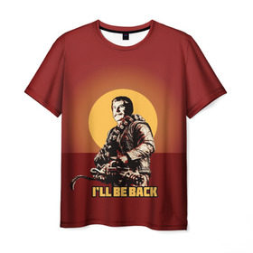Мужская футболка 3D с принтом Сталин: I`ll Be Back в Екатеринбурге, 100% полиэфир | прямой крой, круглый вырез горловины, длина до линии бедер | история | о.м.с.к. | революция | ссср | сталин | супергерои