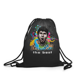 Рюкзак-мешок 3D с принтом Messi the best в Екатеринбурге, 100% полиэстер | плотность ткани — 200 г/м2, размер — 35 х 45 см; лямки — толстые шнурки, застежка на шнуровке, без карманов и подкладки | Тематика изображения на принте: 