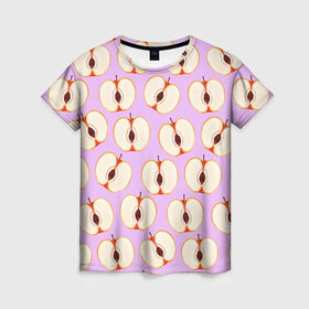 Женская футболка 3D с принтом Молодильные яблочки в Екатеринбурге, 100% полиэфир ( синтетическое хлопкоподобное полотно) | прямой крой, круглый вырез горловины, длина до линии бедер | life in da trash | vogue | алена двойченкова | вог | двойченкова | егор дружинин | мига | мигель | молодильные яблочки | персики | танцы | танцы на тнт | тнт | яблоки | яблочки