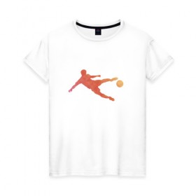 Женская футболка хлопок с принтом Футболист 4 в Екатеринбурге, 100% хлопок | прямой крой, круглый вырез горловины, длина до линии бедер, слегка спущенное плечо | 