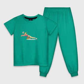 Детская пижама хлопок с принтом Волейбол геометрия в Екатеринбурге, 100% хлопок |  брюки и футболка прямого кроя, без карманов, на брюках мягкая резинка на поясе и по низу штанин
 | полигоны