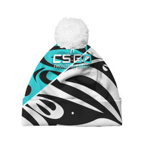 Шапка 3D c помпоном с принтом cs:go - Frontside Misty Style (Снежный вихрь) в Екатеринбурге, 100% полиэстер | универсальный размер, печать по всей поверхности изделия | ak47 | cs | csgo | frontside | misty | вихрь | го | кс | снежный