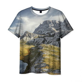 Мужская футболка 3D с принтом Свежий воздух в Екатеринбурге, 100% полиэфир | прямой крой, круглый вырез горловины, длина до линии бедер | горы. природа | красота | пейзаж | свежесть | скалы