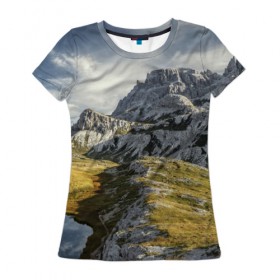 Женская футболка 3D с принтом Свежий воздух в Екатеринбурге, 100% полиэфир ( синтетическое хлопкоподобное полотно) | прямой крой, круглый вырез горловины, длина до линии бедер | горы. природа | красота | пейзаж | свежесть | скалы
