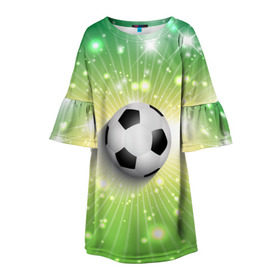 Детское платье 3D с принтом Футбольный мяч 3 в Екатеринбурге, 100% полиэстер | прямой силуэт, чуть расширенный к низу. Круглая горловина, на рукавах — воланы | Тематика изображения на принте: игра | кубок | мяч | спорт | футбол